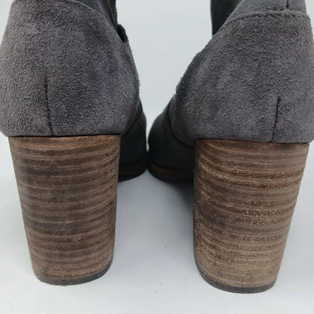 Isola LAVOY Gray Suede Heeled Ankle Boots With Buckle Strap Size 9.5M Leather